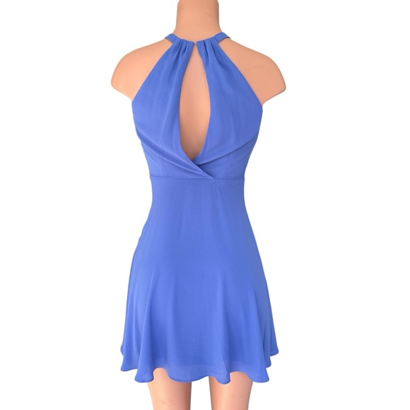 Express Periwinkle Fit and Flare Halter Dress - Picture 3 of 4